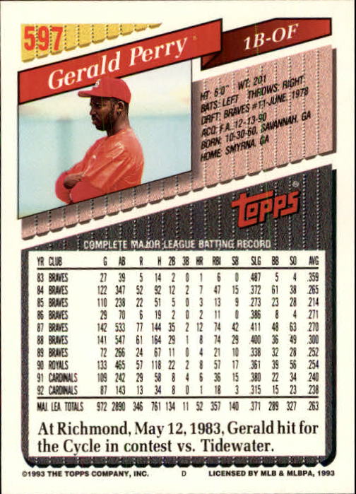 B4361- 1993 Topps Inaugural Rockies BB #s 501-750 -You Pick- 10+ FREE US SHIP - Picture 187 of 483