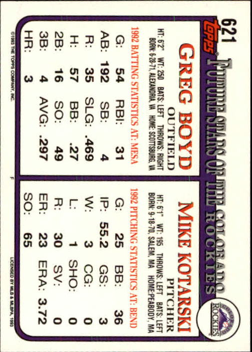 B4361- 1993 Topps Inaugural Rockies BB #s 501-750 -You Pick- 10+ FREE US SHIP - Picture 235 of 483