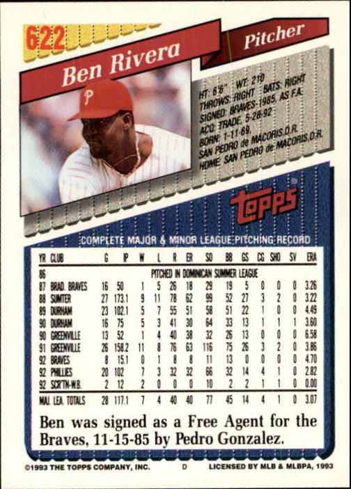B4361- 1993 Topps Inaugural Rockies BB #s 501-750 -You Pick- 10+ FREE US SHIP - Picture 237 of 483
