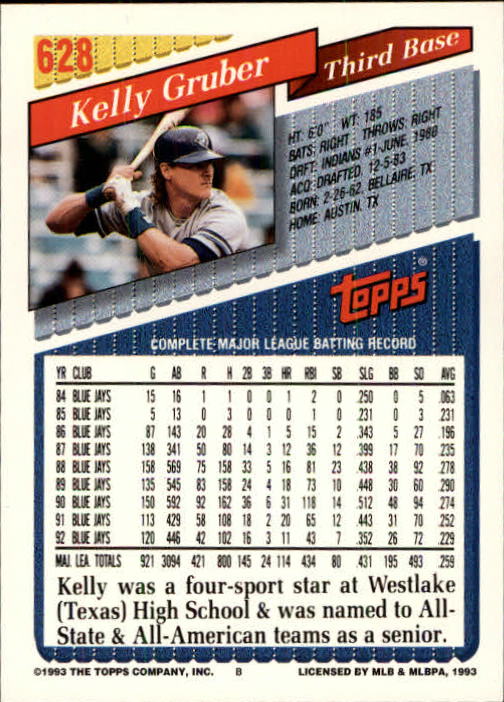 B4361- 1993 Topps Inaugural Rockies BB #s 501-750 -You Pick- 10+ FREE US SHIP - Picture 249 of 483