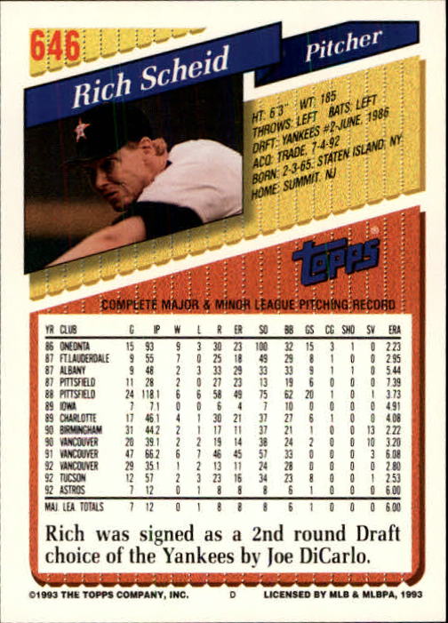B4361- 1993 Topps Inaugural Rockies BB #s 501-750 -You Pick- 10+ FREE US SHIP - Picture 285 of 483