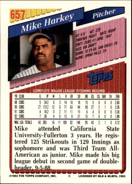 B4361- 1993 Topps Inaugural Rockies BB #s 501-750 -You Pick- 10+ FREE US SHIP - Picture 307 of 483