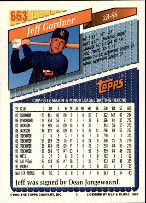 B4361- 1993 Topps Inaugural Rockies BB #s 501-750 -You Pick- 10+ FREE US SHIP - Picture 317 of 483