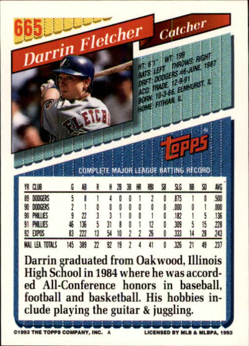 B4361- 1993 Topps Inaugural Rockies BB #s 501-750 -You Pick- 10+ FREE US SHIP - Picture 321 of 483