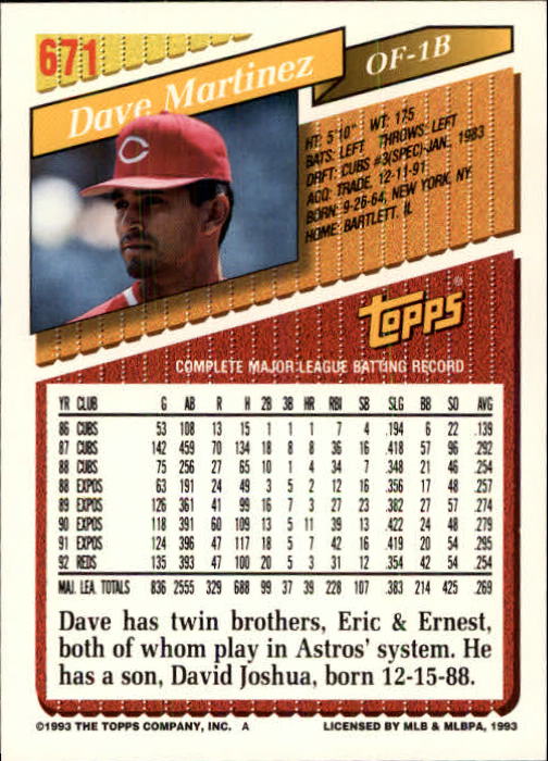 B4361- 1993 Topps Inaugural Rockies BB #s 501-750 -You Pick- 10+ FREE US SHIP - Picture 333 of 483