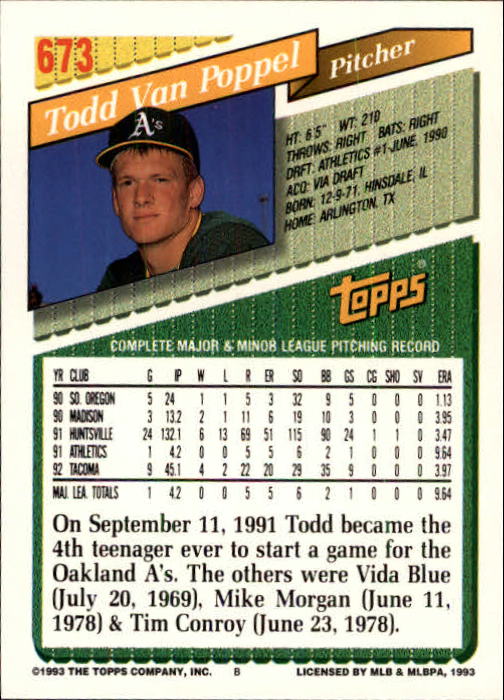 B4361- 1993 Topps Inaugural Rockies BB #s 501-750 -You Pick- 10+ FREE US SHIP - Picture 337 of 483
