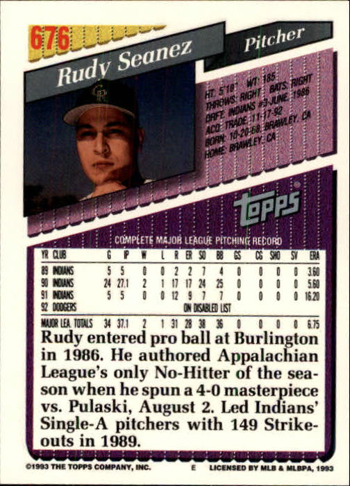 B4361- 1993 Topps Inaugural Rockies BB #s 501-750 -You Pick- 10+ FREE US SHIP - Picture 341 of 483