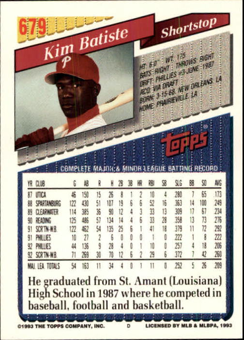 B4361- 1993 Topps Inaugural Rockies BB #s 501-750 -You Pick- 10+ FREE US SHIP - Picture 347 of 483