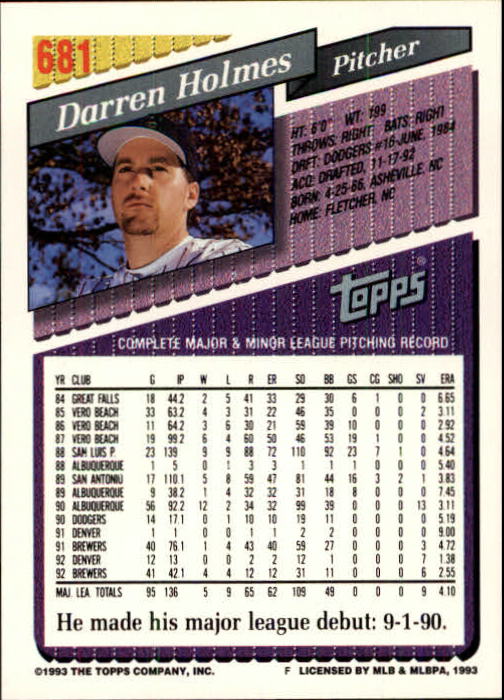 B4361- 1993 Topps Inaugural Rockies BB #s 501-750 -You Pick- 10+ FREE US SHIP - Picture 351 of 483