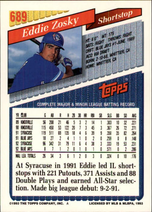 B4361- 1993 Topps Inaugural Rockies BB #s 501-750 -You Pick- 10+ FREE US SHIP - Picture 367 of 483