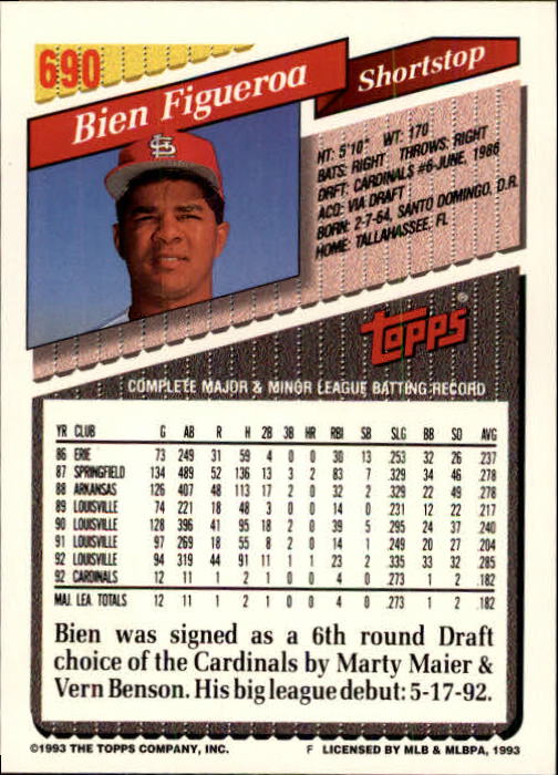 B4361- 1993 Topps Inaugural Rockies BB #s 501-750 -You Pick- 10+ FREE US SHIP - Picture 369 of 483