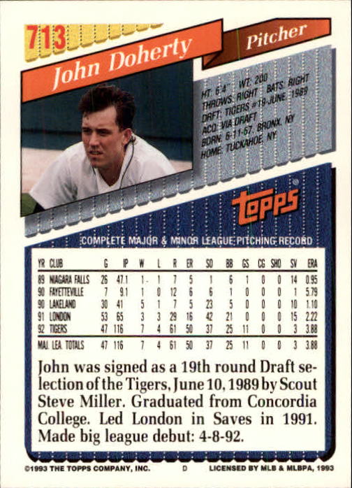 B4361- 1993 Topps Inaugural Rockies BB #s 501-750 -You Pick- 10+ FREE US SHIP - Picture 411 of 483
