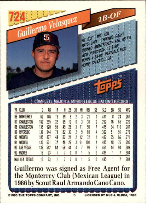 B4361- 1993 Topps Inaugural Rockies BB #s 501-750 -You Pick- 10+ FREE US SHIP - Picture 433 of 483