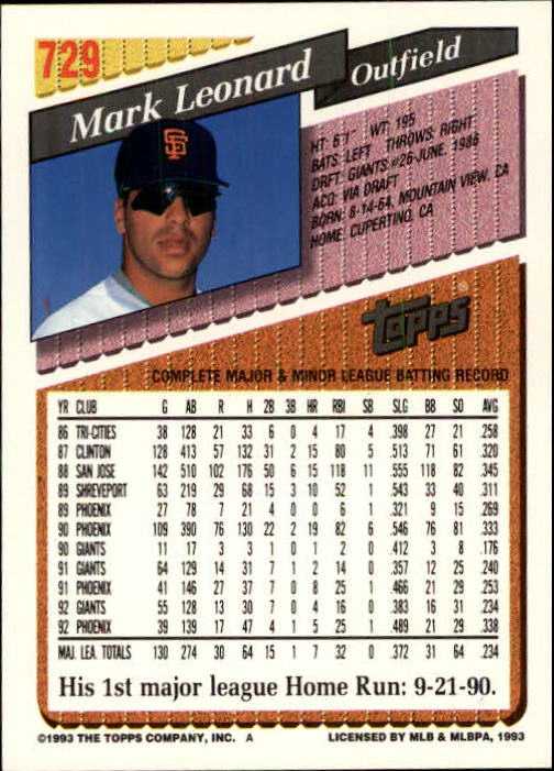 B4361- 1993 Topps Inaugural Rockies BB #s 501-750 -You Pick- 10+ FREE US SHIP - Picture 443 of 483