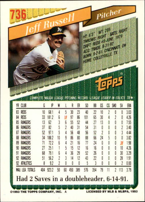 B4361- 1993 Topps Inaugural Rockies BB #s 501-750 -You Pick- 10+ FREE US SHIP - Picture 457 of 483