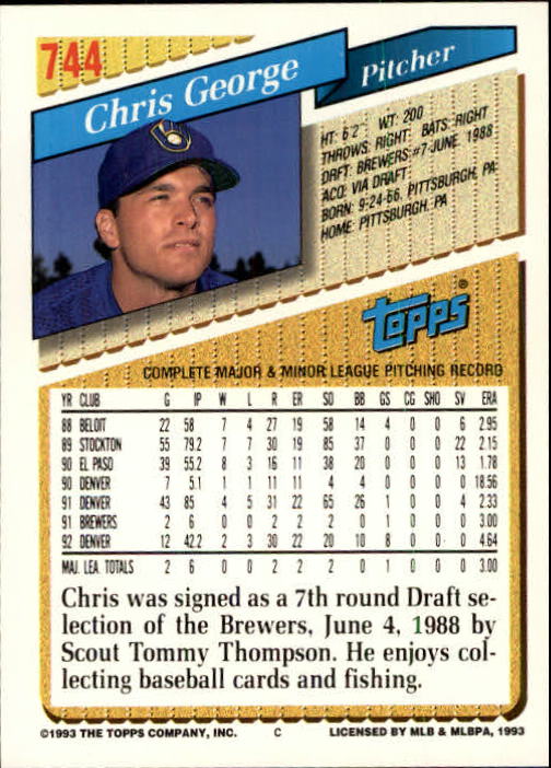 B4361- 1993 Topps Inaugural Rockies BB #s 501-750 -You Pick- 10+ FREE US SHIP - Picture 473 of 483