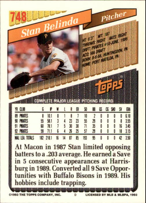 B4361- 1993 Topps Inaugural Rockies BB #s 501-750 -You Pick- 10+ FREE US SHIP - Picture 479 of 483