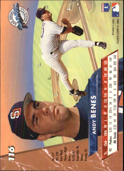 1993 Ultra #116 Andy Benes back image