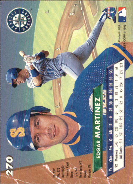 1993 Ultra #270 Edgar Martinez back image