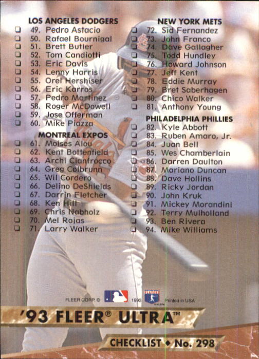 B2406- 1993 Ultra Baseball Cards 251-500 +Rookies -You Pick- 15+ FREE US SHIP - Picture 95 of 469