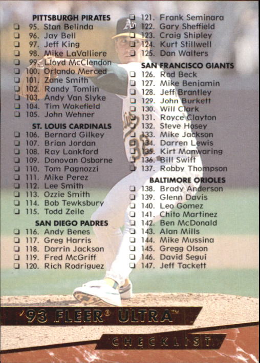 B2406- 1993 Ultra Baseball Cards 251-500 +Rookies -You Pick- 15+ FREE US SHIP - Picture 96 of 469