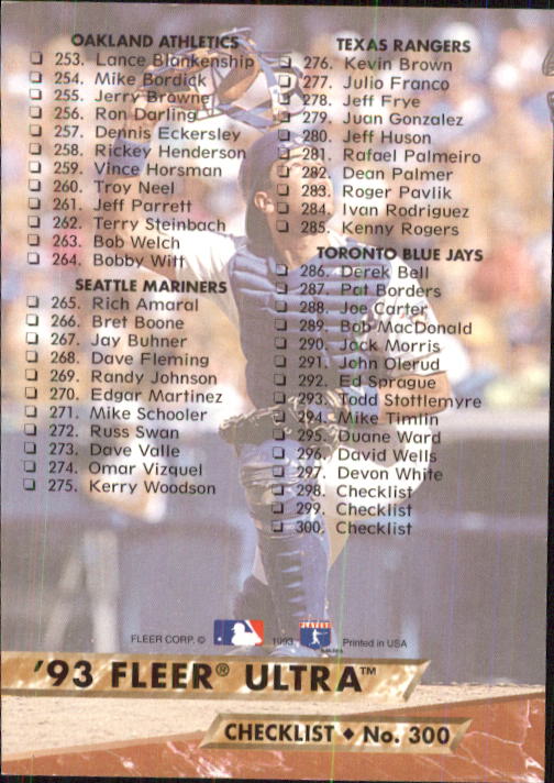 1993 Ultra #300 Mike Piazza CL back image