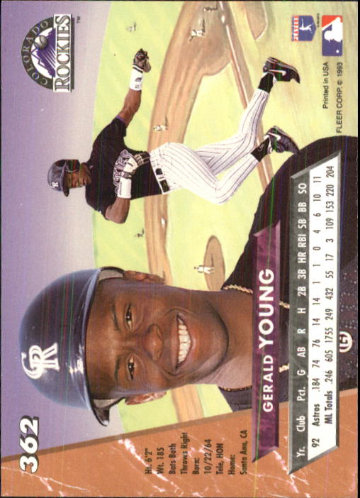 1993 Ultra #362 Gerald Young back image