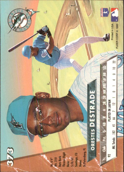 1993 Ultra #373 Orestes Destrade back image