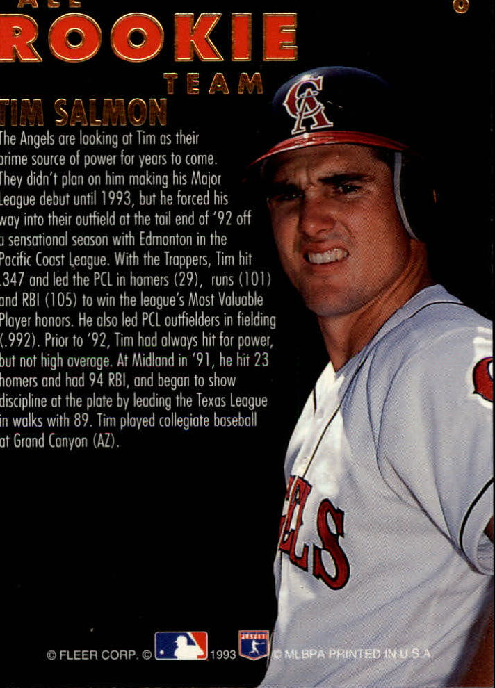 1993 Ultra All-Rookies #8 Tim Salmon back image