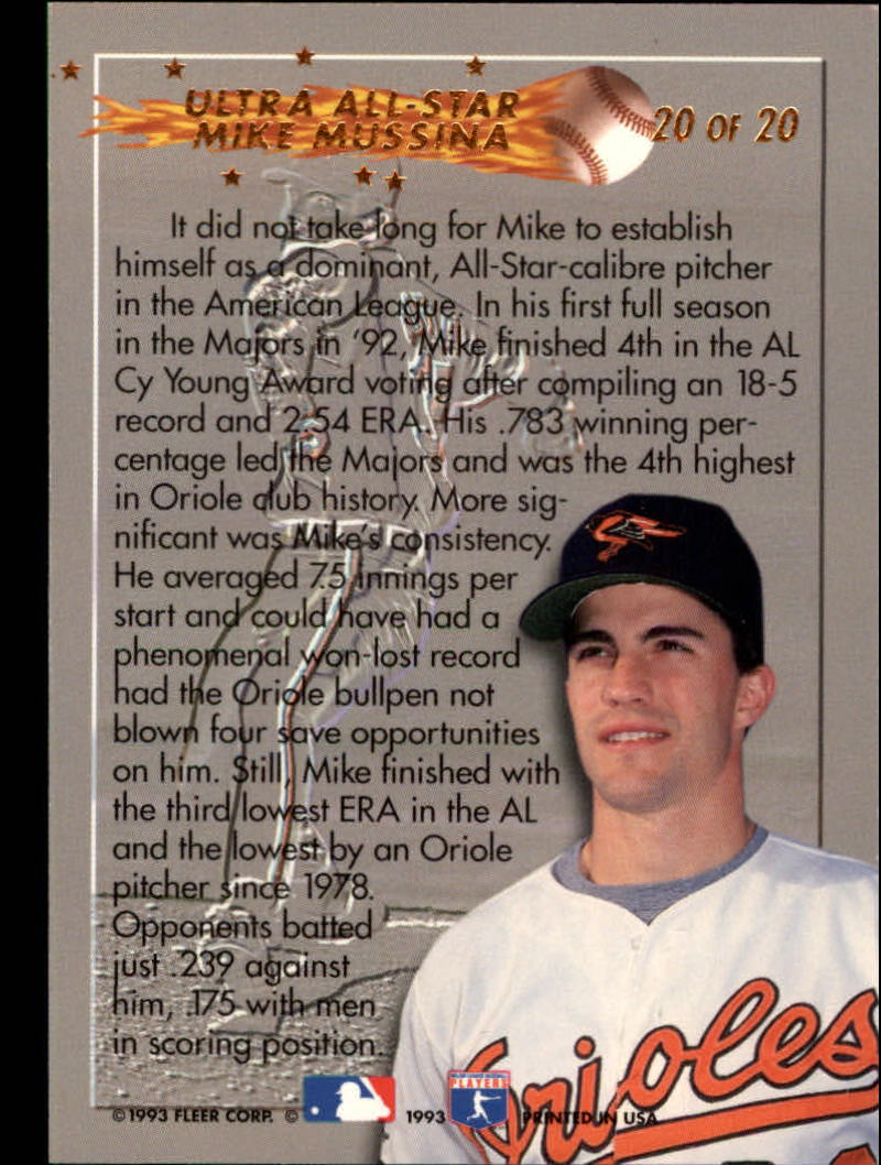 1993 Ultra All-Stars #20 Mike Mussina back image