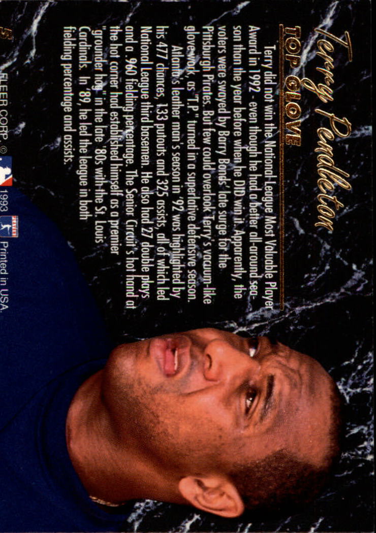 1993 Ultra Award Winners #5 Terry Pendleton back image