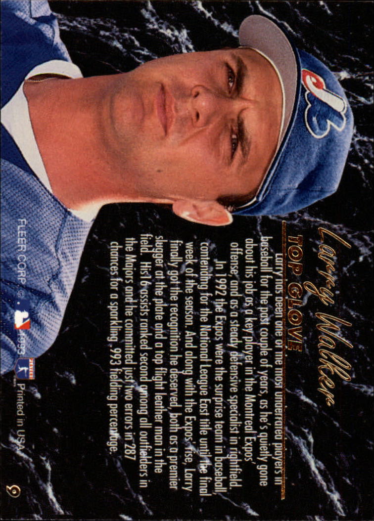 1993 Ultra Award Winners #9 Larry Walker back image