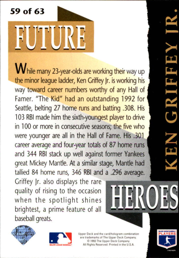 1993 Upper Deck Future Heroes #59 Ken Griffey Jr. back image