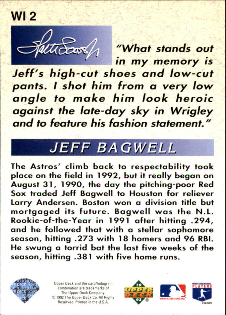 1993 Upper Deck Iooss Collection #WI2 Jeff Bagwell back image