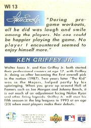 1993 Upper Deck Iooss Collection #WI13 Ken Griffey Jr. back image