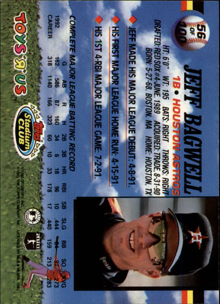 1993 Toys'R'Us #56 Jeff Bagwell back image