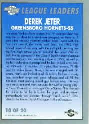 1993-94 Excel League Leaders #10 Derek Jeter back image