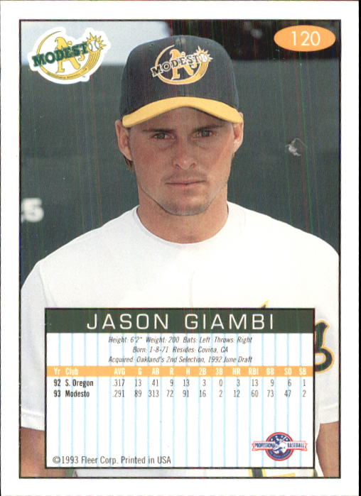 1993-94 Excel #120 Jason Giambi back image