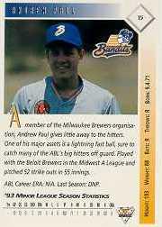 1993-94 Australian Futera #15 Andrew Paul back image