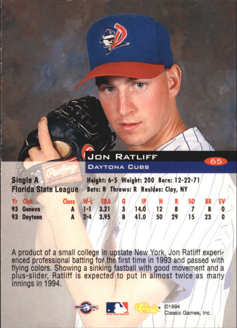 1994 Classic #65 Jon Ratliff back image
