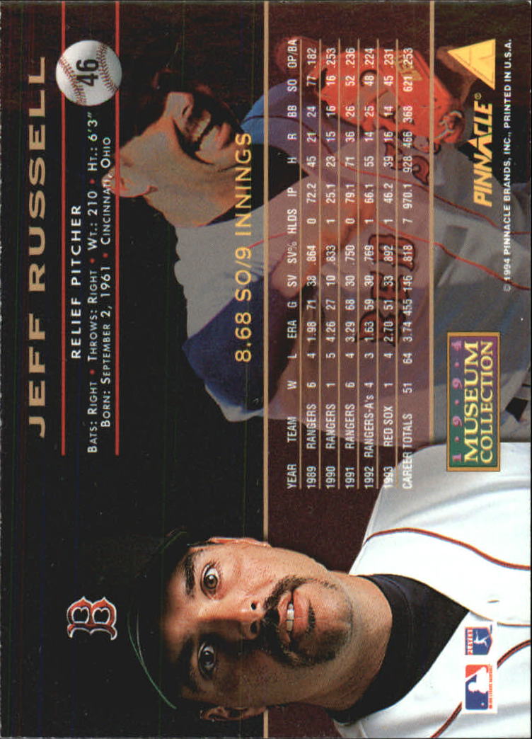 1994 Pinnacle Museum Collection #46 Jeff Russell back image