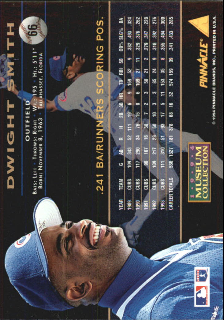 1994 Pinnacle Museum Collection #66 Dwight Smith back image