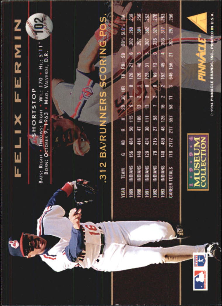 1994 Pinnacle Museum Collection #102 Felix Fermin back image
