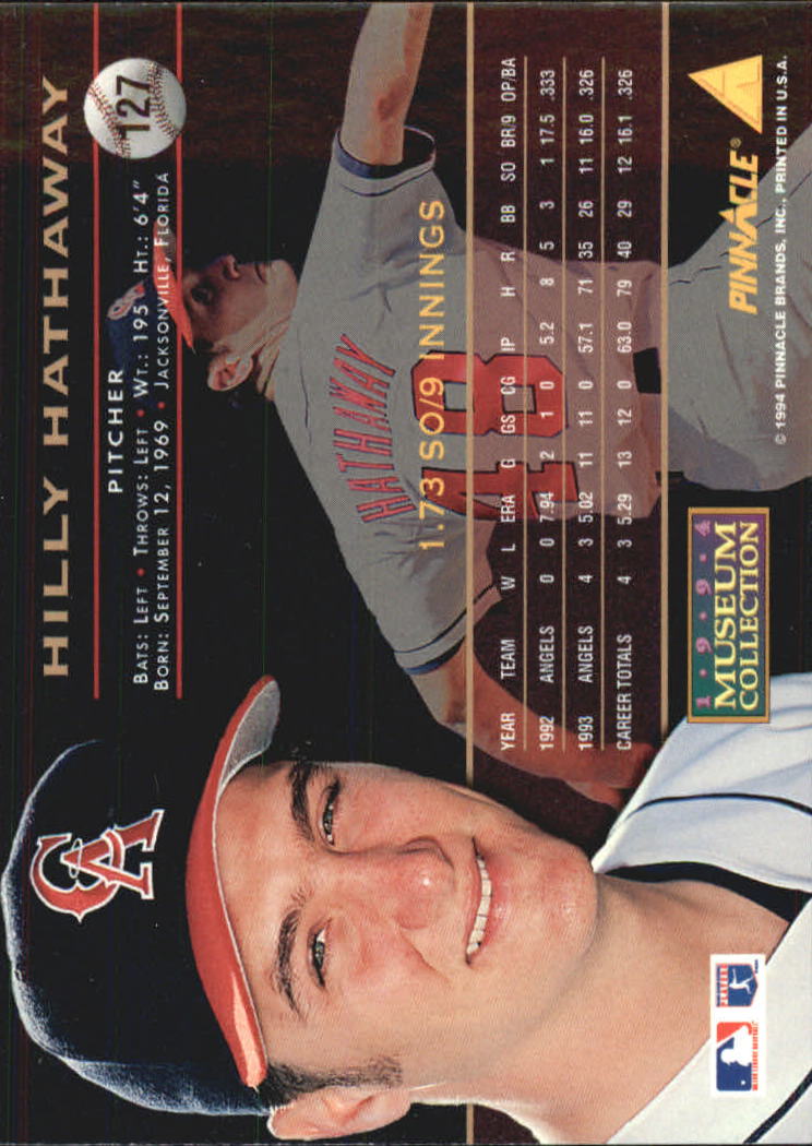 1994 Pinnacle Museum Collection #127 Hilly Hathaway back image
