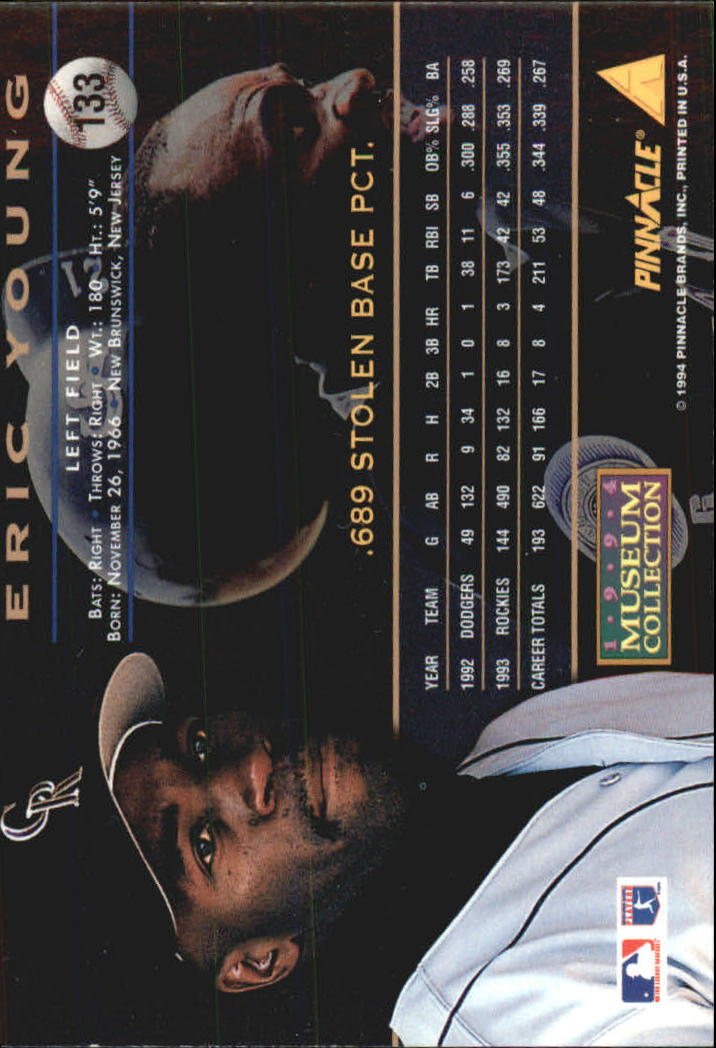 1994 Pinnacle Museum Collection #133 Eric Young back image