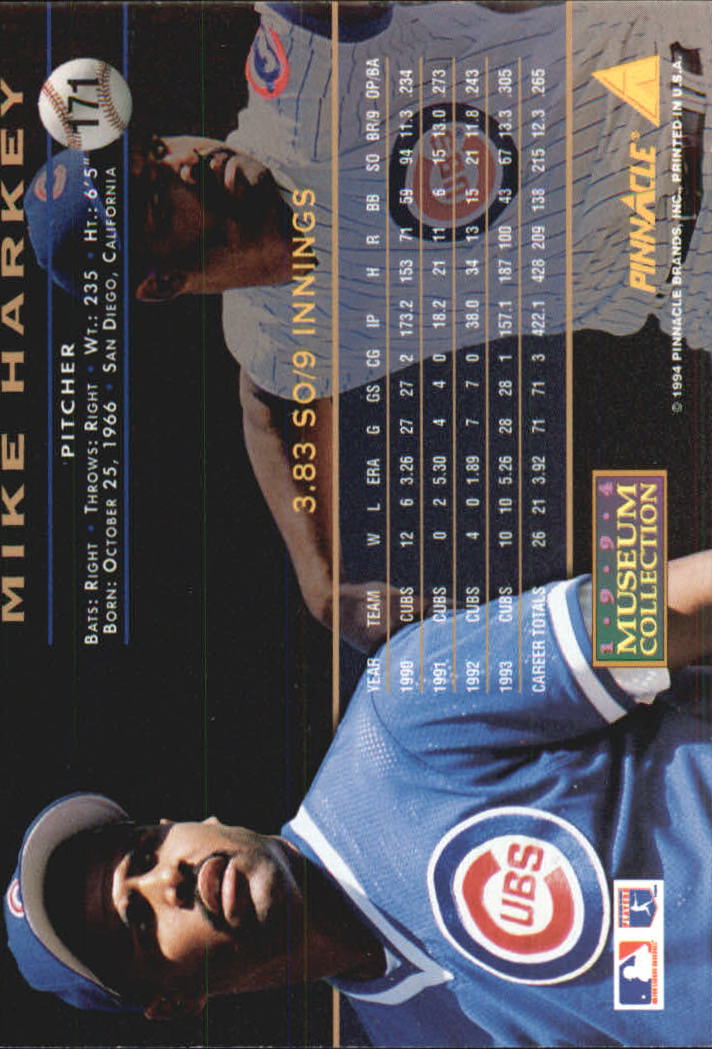 1994 Pinnacle Museum Collection #171 Mike Harkey back image