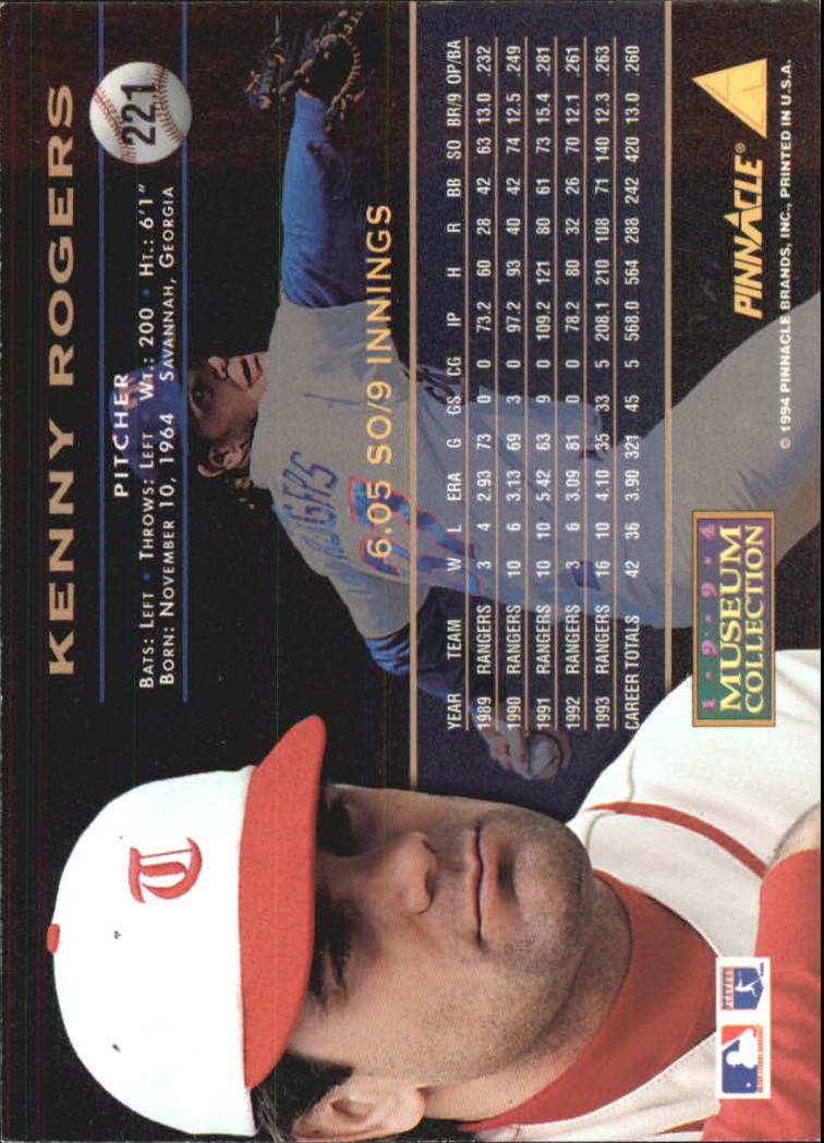 1994 Pinnacle Museum Collection #221 Kenny Rogers back image