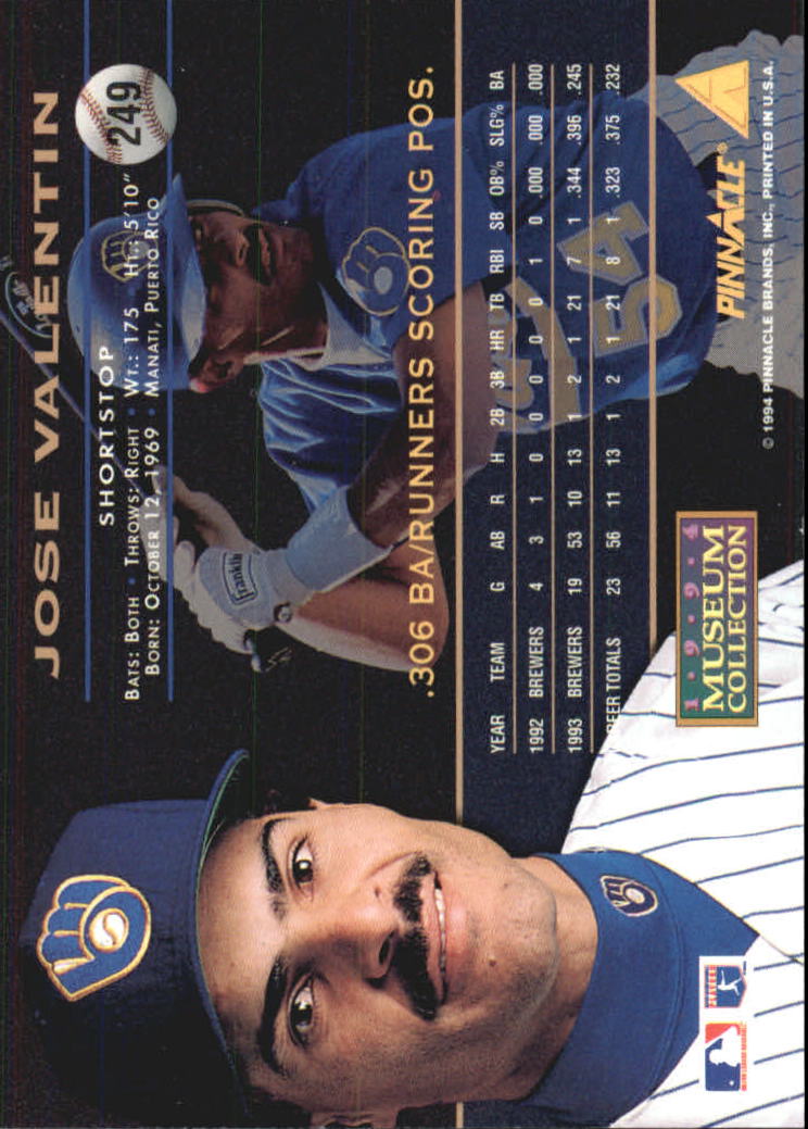 A6825- 1994 Pinnacle Museum Baseball Cards 1-250 -You Pick- 15+ FREE US SHIP - Picture 430 of 432