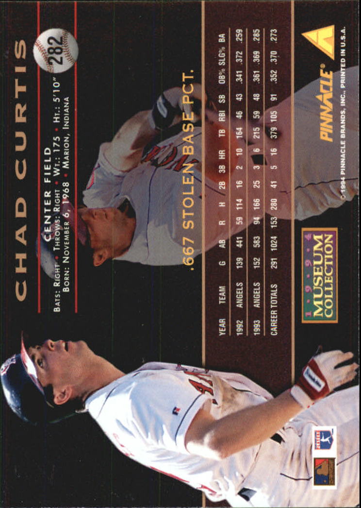 1994 Pinnacle Museum Collection #282 Chad Curtis back image