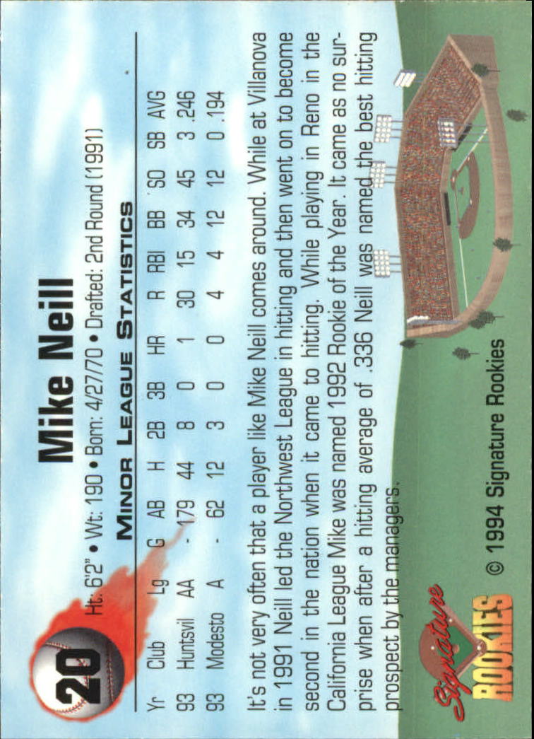 1994 Signature Rookies Signatures #20 Mike Neill back image